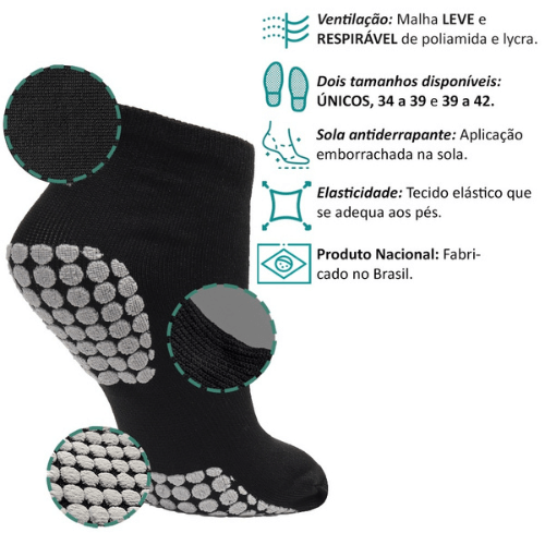 Meia antiderrapante ConfortFlex