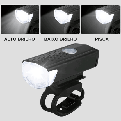 Kit Lanterna e Farol de Led para Bike - à Prova D'Água e Recarregável